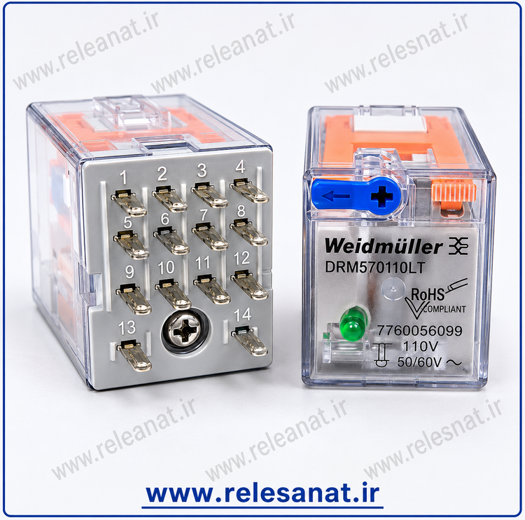 رله ۱۴ پایه واید مولر DRM570110LT | 110V DC | قیمت و خرید