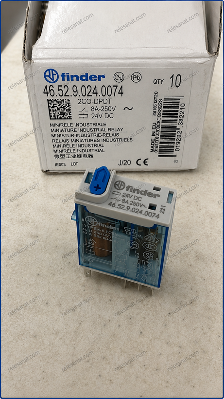 رله فیندر 24DC دو کنتاکت 8 امپر 4652.90.24