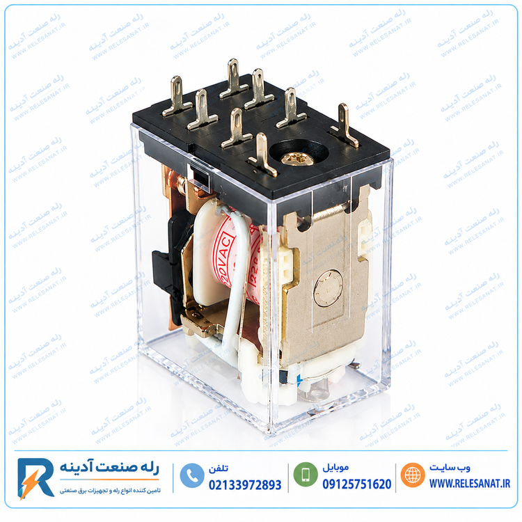 رله هلی شان HLS-13F-2C | 220VAC 10A | رله شیشهای 8 پایه